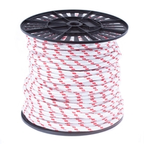 Шнур полиамидный плотного плетения 14,0 мм белый с красным (60 м)