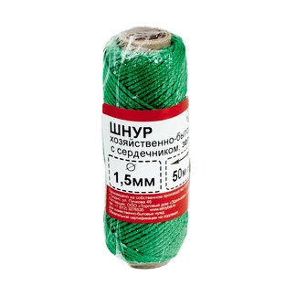 Шнур хозяйственно-бытовой с сердечником 1,5 мм зеленый (50 м)  - фото2