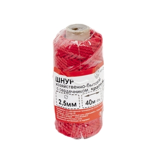 Шнур хозяйственно-бытовой с сердечником 2,5 мм красный (40 м)  - фото2