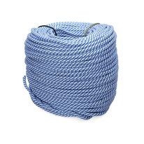 Шнур полипропиленовый спирального плетения 8 мм белый с синим (150 м)